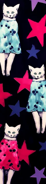 Free colorful bookmark featuring stars and cats on a dark patriotic background